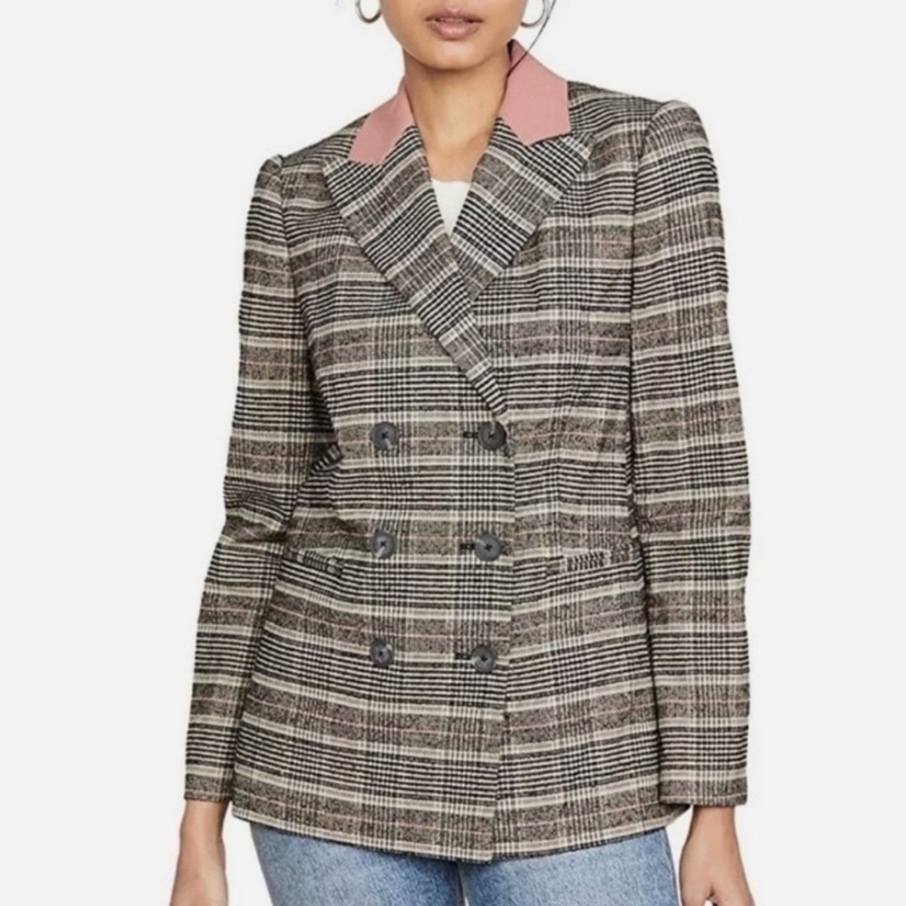 Rebecca Taylor Plaid Double-Breasted Jacket Size 6 / P2P 19